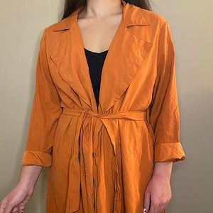 Love Tree long orange trench blazer